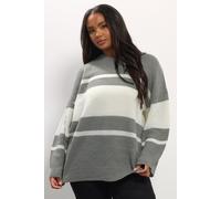Yours Curve & Ivory White Striped Knit Jumper - Women's - Plus Size Curve