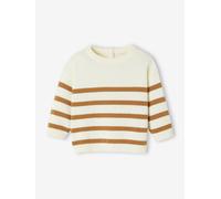 Striped knitted baby jumper caramel