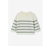 Striped knitted baby jumper sage green