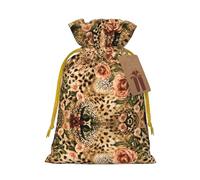 Striped Leopard Christmas Drawstring Sack Gift Bag, Lightweight And Cute In Design
