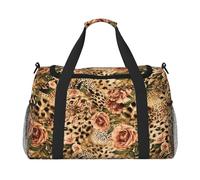 Striped Leopard Full Print Travel Duffle Bag with Adjustable Shoulder Strap,Large Capacity Twill Polyester Crossbody Bag for Gym,Weekend Trips Outdoor Activities