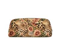 Striped Leopard Leather Zipper Three-Dimensional Pencil Case, Simple and Elegant, Fashionable and Practical