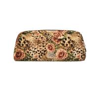 Striped Leopard Leather Zipper Three-Dimensional Pencil Case, Simple and Elegant, Fashionable and Practical