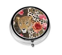 Striped Leopard Print Pill Box for Pocket Round Pill Box 3 Compartment Decorative Portable Travel Pill Holder Tablet Vitamin Organizer Mini Pill Case(2pcs)