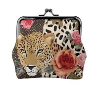 Striped Leopard Print Print Coin Purse for Men Women Leather Kiss Lock Small Pouch Coin Wallet