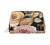 (Striped Leopard) Print Pu Leather Makeup Bag with Zipper Pocket Compact Organizer for Travel/Purse