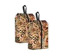 Striped Leopard Print Waterproof Shoe Bag Travel Bag with Carry Strap Storage Bag Versatile Cosmetic Bag-2pcs