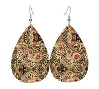 Striped Leopard Printed Dangle Leather Earrings, Reversible Statement Jewelry with Silver Plated Hooks