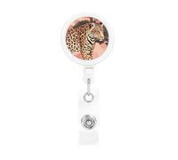 Striped Leopard Retractable Badge Reel Heavy Duty Badge Holder with Belt Clip Retractable Lanyards ID Card Holder with Keychain Name Badge Clips for Office Nurse Employee