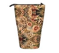 Striped Leopard Vertical Retractable Pencil Case, Easy to Use, Adjustable Size According to Needs