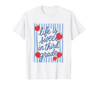 Striped Life is Sweet in Third Grade Strawberries Teacher T-Shirt
