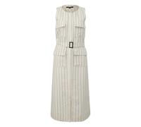 Striped Linen Midi Dress with Belt and Pockets Women's COMMA Blanc 42