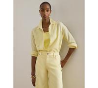 Striped Linen Shirt with Long Sleeves yellow/white striped