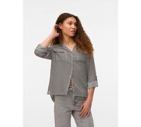 VERO MODA Women's Vmbumpy L/S Shirt New WVN Ga Noos Long Sleeve Blouse, Chocolate Cake/Stripes: Snow White, S