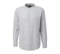 Striped Long Sleeve Mixed Linen Shirt QS Blanc 2XL