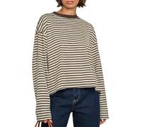 Striped Long Sleeve Shirt Women Y2k Oversized Crewneck Vintage Tops Fall Winter Drop Shoulder Cute Preppy Pullover, Yellow, M