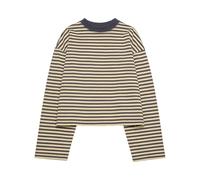 Striped Long Sleeve Shirt Women Y2k Oversized Crewneck Vintage Tops Fall Winter Drop Shoulder Cute Preppy Pullover, Yellow, M