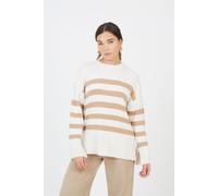 Striped Loose Fit Jumper with Wide Sleeves Brave Soul Ivory L