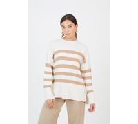 Striped Loose Fit Jumper with Wide Sleeves Brave Soul Ivory M