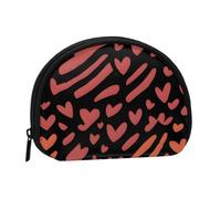 Striped Love Heart Printed Portable Full-Width Printed Coin Purse is Convenient for Daily Use