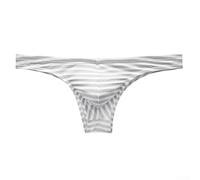 Striped Low Waist Briefs for Men, Bulge Pouch Design, Half Hip Coverage Underwear (2XL Gray)