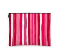 Striped Makeup Bag, Bold Peach Stripes Travel Cosmetic Pouch for Women, Portable Small Canvas Zipper Organizer, Perfect for Summer and Valentine's Day Gifts, Peach, 7x9 Inch, Stripes