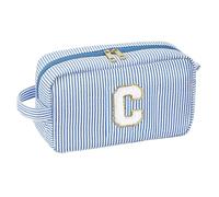 Striped Makeup Storage Bag Large Capacity Cosmetic Tool Pouches with Handle Knitting Tool Organiser for Sewing Supplies Heavy Duty Sewing Accessory Bag