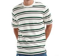 Striped Men's Short Sleeve O-Neck Pullover T-Shirt for Casual and Active Lifestyles Polyester Fabric (2XL C)