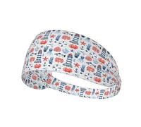 Striped Nautical Lighthouse Anchors Fish Octopus Elastic Exercise Headband Non Slip Workout Headbands Sports Hair Band