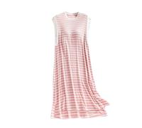 Striped Nightdress Women Ladies Nightwear Casual Loose Long Dress with Built in Bra Sleeveless Round Neck Comfy Soft Pyjamas Cotton Nighties Chemises Sleepwear Padded Lounge Dress Deals of the Day