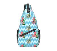 Striped Octopus Rudder Aquatic Plants Sling Bag,Casual Crossbody Shoulder Bag Backpack Travel Chest Pack for Men Women