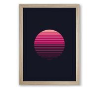 Striped Orb Modern Framed Wall Art Print A3 (42×29.7cm) Oak, Wall Decor for Living Room, Bedroom, Office & Home, Ready to Hang, Art Gift