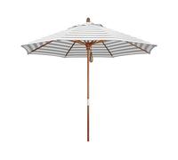Striped Outdoor Patio Umbrella 9ft, Garden parasol, Waterproof, Sun Protection, Folding Wooden Sun Shade Umbrella for Balcony, Deck, Patio, Beach Umbrella