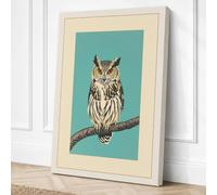 Striped Owl on Branch Canvas Wall Art Print 24x16 Inch