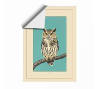 Striped Owl on Branch Minimalist Unframed Wall Art Print A3 (42×29.7cm), Wall Decor for Living Room, Bedroom, Office & Home, Art Gift