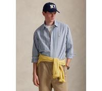 Striped Oxford Cotton Shirt in Custom Fit Blue-Green Stripes
