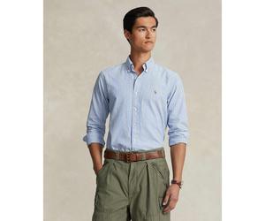Striped Oxford Cotton Shirt in Custom Fit Blue Striped/White