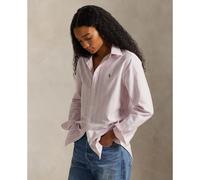 Striped Oxford Cotton Shirt with Long Sleeves Pink Striped