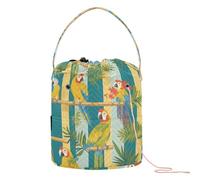 Striped Parrots Tropical Simple Yarn Bag Crochet Bag Kit with Holes Crocheting Bag for Crochet Holder Knitting Organizer