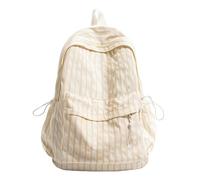 Striped Pattern Backpack Large Capacity Cute Stripe Print Daypack with | Made from tear-resistant nylon fabric. Ideal for school, travel, and casual use. (Khaki 420*300*140)