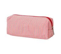 Striped Pencil Case | Seersucker Fabric Pencil Case | Simple Embroidered Stationery Bag with Zipper | Large Capacity Aesthetic Stationery Organizer Pouch E-ssentials for Student