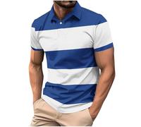 Striped Polo Shirts for Adult Men's Clearance Short Sleeve Button Up T-Shirt Lapel Collar Color Block Golf Tops Summer Casual Classic Outfits Regular Fit Work Business Formal Tees Plus Size S-XXL
