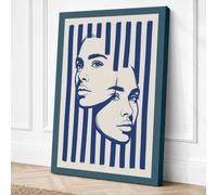 Striped Profiles Modern Canvas Wall Art Print 24x16 Inch (61 x 41 cm)