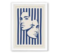 Striped Profiles Modern Framed Wall Art Print A1 (84.1×59.4cm) White, Wall Decor for Living Room, Bedroom, Office & Home, Ready to Hang, Art Gift
