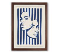 Striped Profiles Modern Framed Wall Art Print A3 (42×29.7cm) Walnut, Wall Decor for Living Room, Bedroom, Office & Home, Ready to Hang, Art Gift