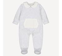 Striped Pyjamas with Peter Pan Collar in Velour and Customisable grey