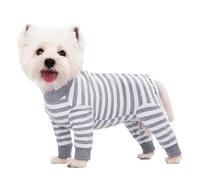 Striped Recovery Suit for Puppy Post Surgery Onesie for Female Male Dogs Cats Long Sleeve Pajamas Bodysuit Surgery Abdominal Wound Wraps Clothes Dog Pants for