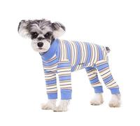 Striped Recovery Suit for Puppy Post Surgery Onesie for Female Male Dogs Cats Long Sleeve Pajamas Bodysuit Surgery Abdominal Wound Wraps Clothes Dog Pants for
