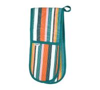 Striped Recycled Cotton Double Oven Gloves - Teal