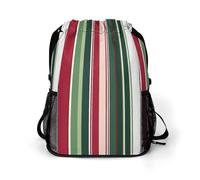 Striped Red Green White Gym Bag with Shoe Compartment 30L Backpack